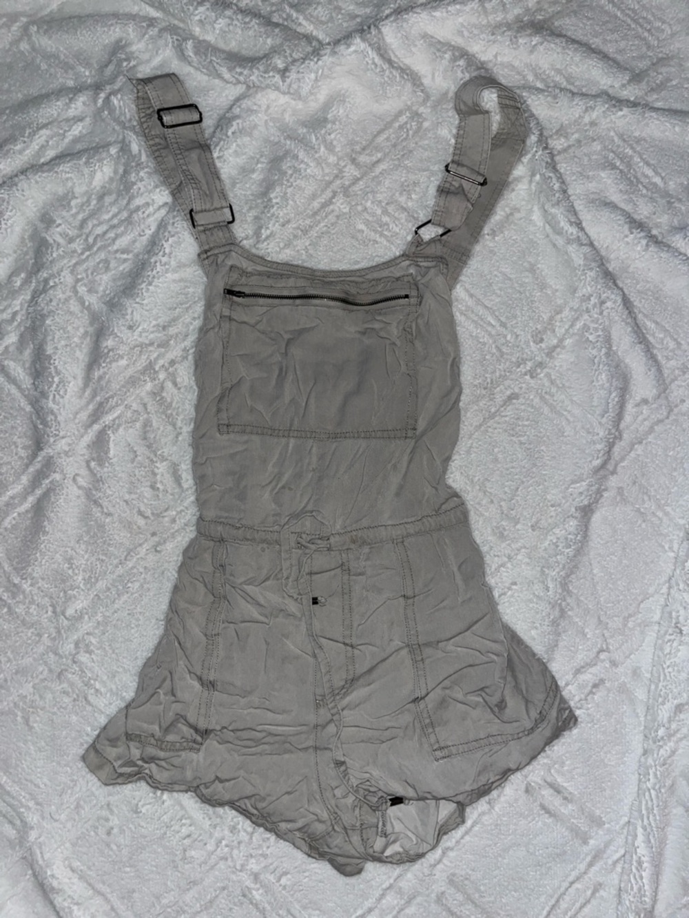 Free People Light Gray Cotton Romper Overalls